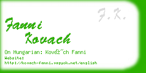 fanni kovach business card